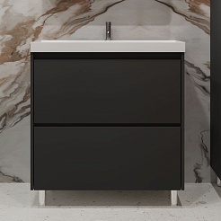 Stella Polare Тумба под раковину Борнео 80 Люкс графит матовый – фотография-6